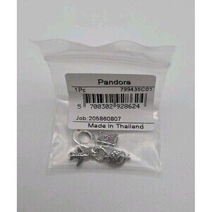 Authentic PANDORA Airplane, Globe & Suitcase Dangle Charm  With Box #799435C01